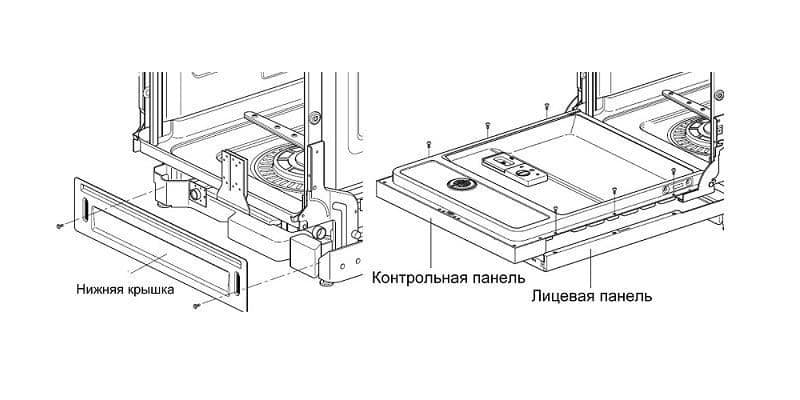 Демонтаж цокольной части и частей дверцы ПММ